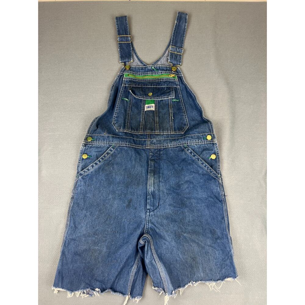 Liberty‎ Denim Short Overalls Cutoff Distressed Workwear 32x30 Mens